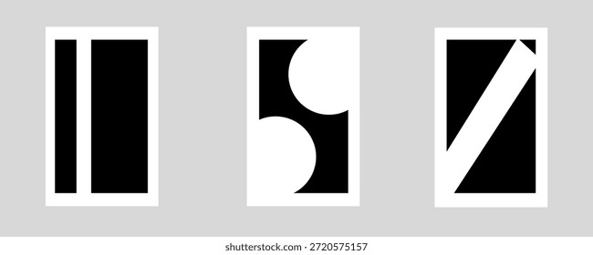 Satz von minimalistischen abstrakten Form Farbe schwarz weiß. Minimal moderne Plakate, Formen der Wandkunst, Druckkunst und alles, was mit Dekoration zu tun hat.