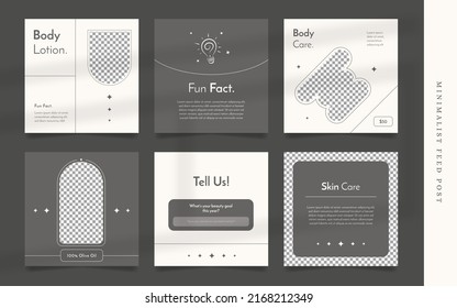 Set of Minimalist Aesthetic Cosmetic Flyer or Social Media Post Template
