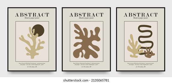 Set of minimalist aesthetic posters and abstract pastel color elements on isolated background. A large collection of elements, unusual forms in the art matisse style, hand-drawn.