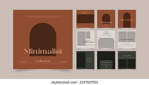 set of minimalist aesthetic social media post template