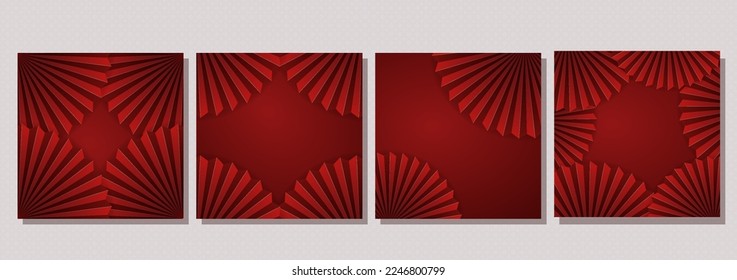 Set of minimalist background for branding covers, cards, posters, banners greeting cards, posters, holiday covers, postcard in red.Set of vector backgrounds.