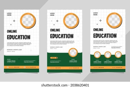 Set of minimalist background with circle frame. Suitable for social media stories post template, Online education, Online school and other E-learning
