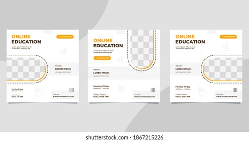 Set of minimalist background with half ellipse frame. Suitable for social media post template, Online education, Business webinar, and Other Seminar