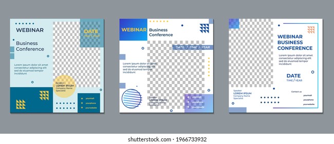 Set of minimalist background with light blue color. Suitable for social media post template, Webinar, Seminar, daring banner, online education, flyer, ads, etc.