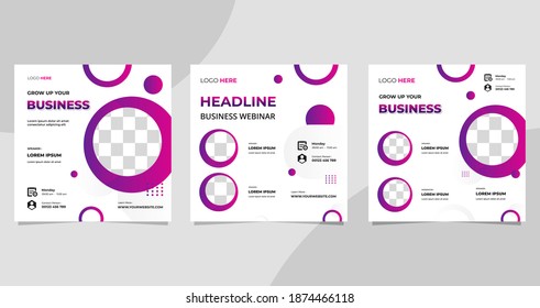 Set of minimalist background with liquid bubble frame. Suitable for social media post template, Business webinar, Online education and Other Seminar