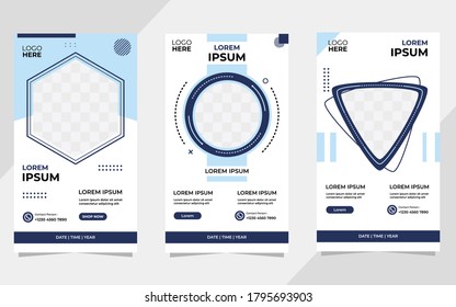 Set Of Minimalist Background With Memphis Style. Suitable For Social Media Stories Post Template, Webinar, Seminar Backdrop, Flyer, Ads Banner, Etc