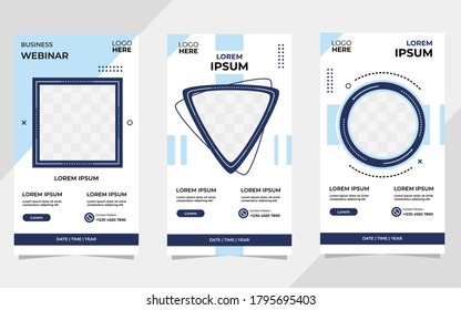 Set of Minimalist Background with memphis style. Suitable for social media Stories post template, Webinar, Seminar backdrop, flyer, ads banner, etc