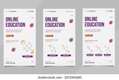 Set of minimalist background with square frame. Suitable for social media post template, Online education, Business webinar, and Other Seminar