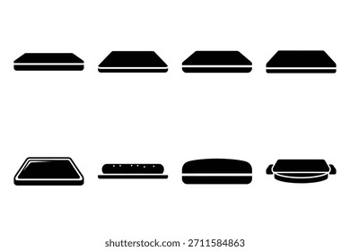 Set of Minimalist black baking stone kitchen tool silhouette icon set