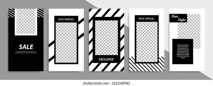 Set Minimalist Black White Geometric Banner Stock Vector (Royalty Free ...