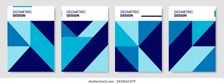 Conjunto de fundas azules minimalistas en estilo geométrico. Forma abstracta de moda. Ilustración de vector