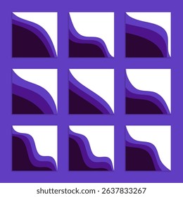Set of Minimalist Blue Dynamic Wave Business Corner Header Footer Shape Vector Assets for Flyer, Banner, Poster, Etc. Corner Frame Shape