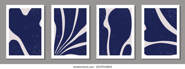 Set of minimalist botanical composition with leaves abstract collage