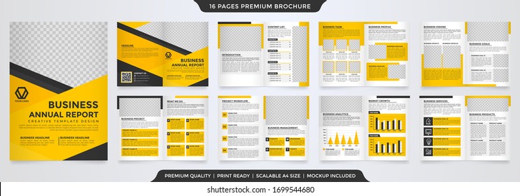 set of minimalist brochure template with modern style and simple layout use for annual report and business profile design 