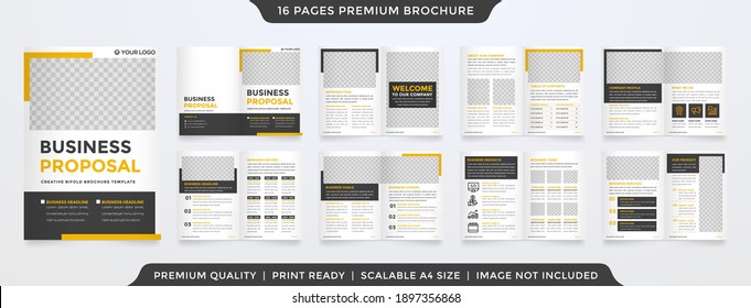 set of minimalist business brochure template with simple style and clean layout