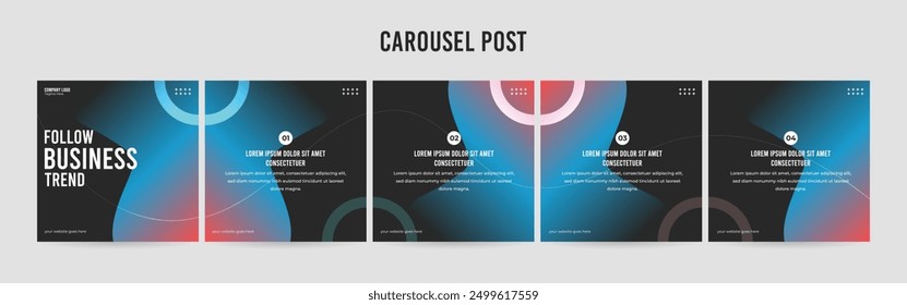 Set of minimalist business carousel post, Customize social media template design, carousel post	