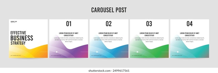 Set of minimalist business carousel post, Customize social media template design, carousel post	