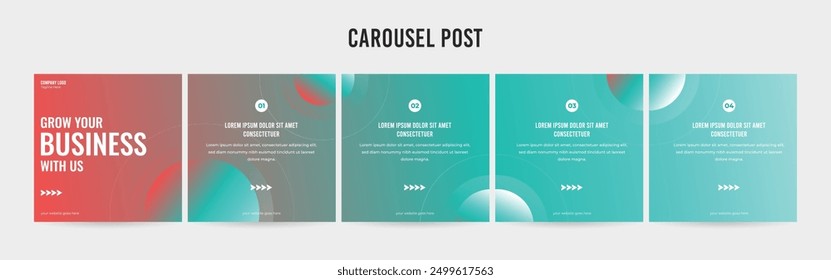 Set of minimalist business carousel post, Customize social media template design, carousel post	