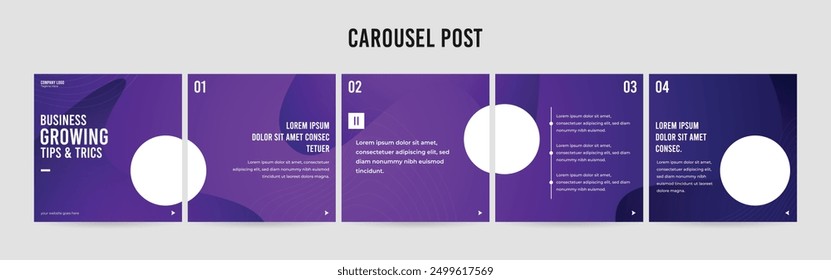 Set of minimalist business carousel post, Customize social media template design, carousel post	