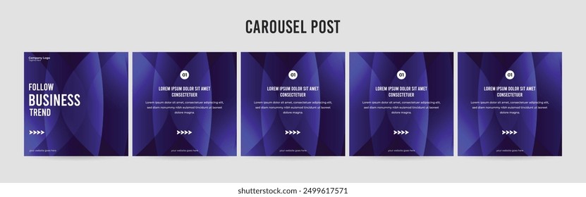 Set of minimalist business carousel post, Customize social media template design, carousel post	