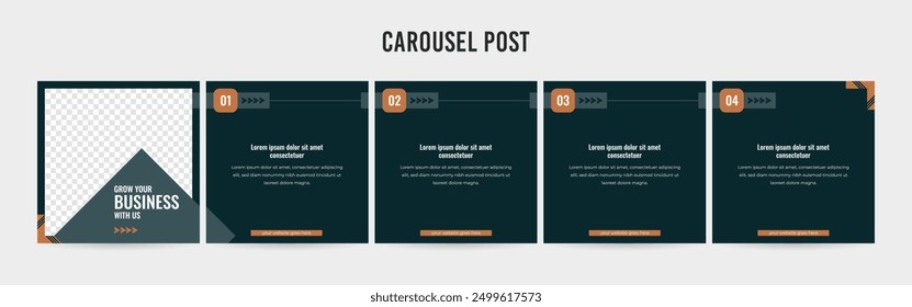 Set of minimalist business carousel post, Customize social media template design, carousel post	