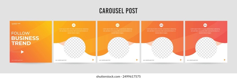 Set of minimalist business carousel post, Customize social media template design, carousel post	