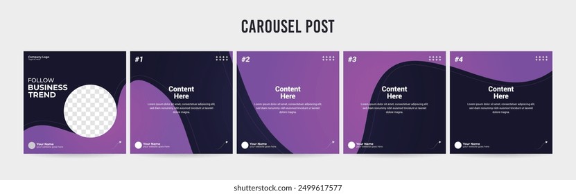 Set of minimalist business carousel post, Customize social media template design, carousel post	