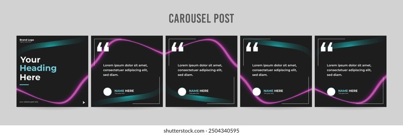 Set of minimalist business carousel post, Customize social media carousel template design.