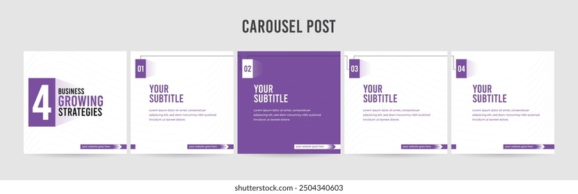 Set of minimalist business carousel post, Customize social media carousel template design.