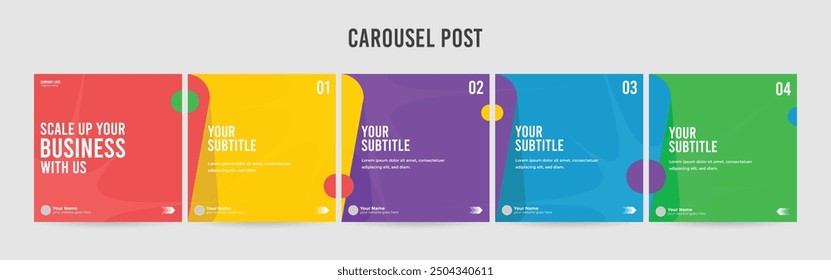 Set of minimalist business carousel post, Customize social media carousel template design.