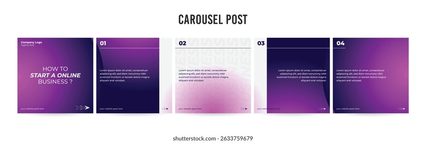 Conjunto de postagem de carrossel de negócios minimalista, Personalizar design de modelo de mídia social, Instagram e postagem de carrossel do LinkedIn