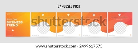 Set of minimalist business carousel post, Customize social media template design, carousel post	