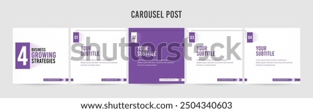 Set of minimalist business carousel post, Customize social media carousel template design.