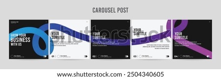 Set of minimalist business carousel post, Customize social media carousel template design.