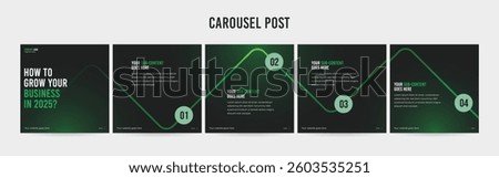 Set of minimalist business carousel post, Customize social media template design, modern carousel post.