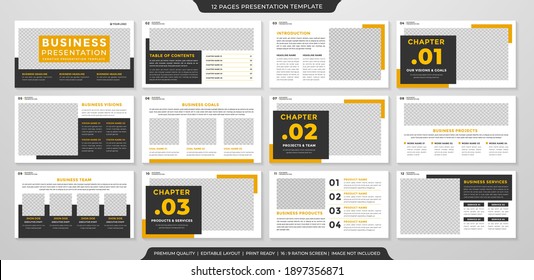 set of minimalist business presentation template design