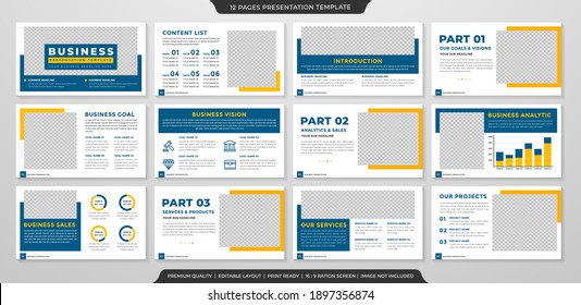 set of minimalist business presentation template design