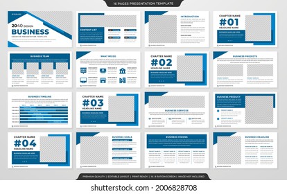 set of minimalist business presentation template with clean style and modern layout