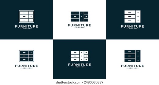 Conjunto de muebles de gabinete minimalista inspiración de diseño de logotipo interior.