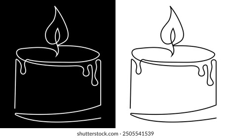 Set of Minimalist candle Line Art. Vector illustration isolated icon.
