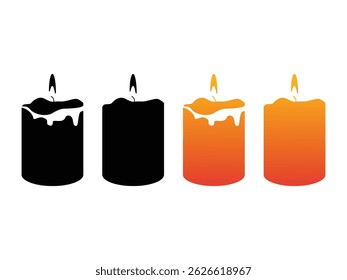 set of minimalist candle symbol icon design vector isolated transparent background
