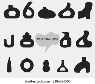 Set of Minimalist Ceramic Vase silhouette illustration