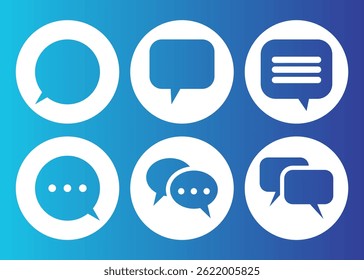 Um conjunto de ícones minimalistas de bate-papo e mensagens em vários estilos, perfeito para interface de usuário, aplicativos móveis e designs da Web. Editável.