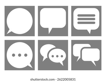A set of minimalist chat and message icons in various styles, perfect for user interface, mobile apps, and web designs. Editable.