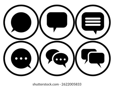 Ein Satz minimalistischer Chat- und Nachrichtensymbole in verschiedenen Stilen, perfekt für Benutzeroberflächen, mobile Apps und Webdesigns. Bearbeitbar.