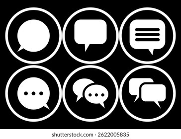 Ein Satz minimalistischer Chat- und Nachrichtensymbole in verschiedenen Stilen, perfekt für Benutzeroberflächen, mobile Apps und Webdesigns. Bearbeitbar.