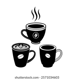 Set of minimalist coffee cup icons for beverage-related projects.