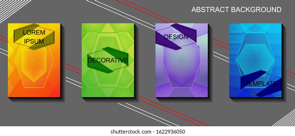 Set minimalist decorative background template with lines concept on gradient color
