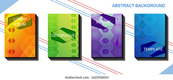 Set minimalist decorative background template with lines concept on gradient color