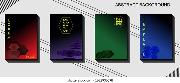 Set minimalist decorative background template with lines concept on gradient color